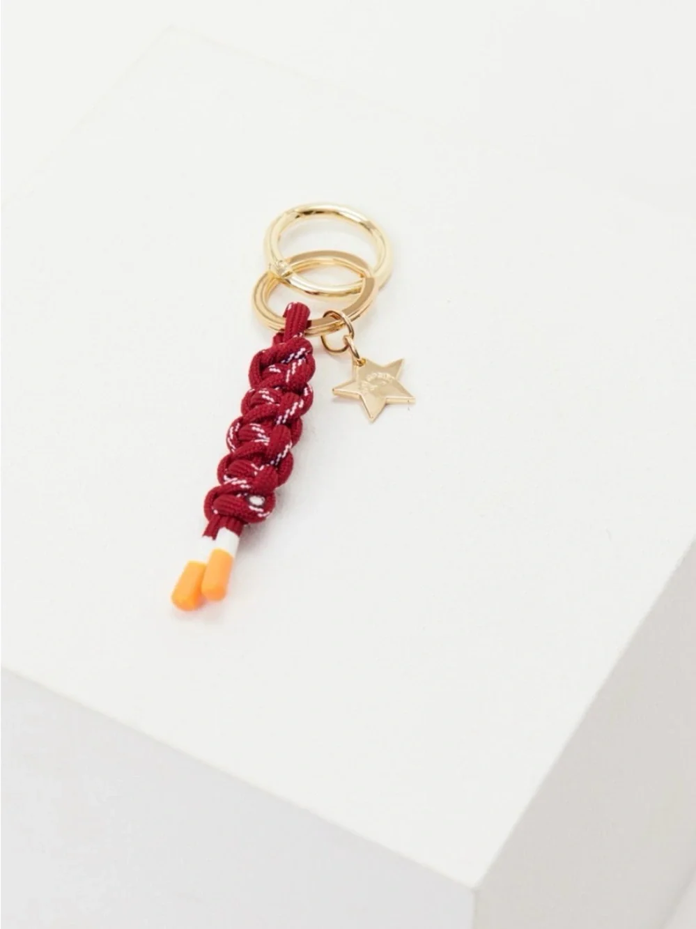 The Upside Burgundy Braided Keychain with Gold Star